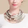 Stylish breathable silk mesh neck warmer for women with abstract camouflage pattern - Pale Petals Collection / One Size
