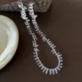 Handmade irregular clear crystal bead necklace with faceted transparent stone elements - New Arrival Crystal Necklaces