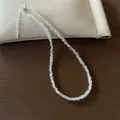 Minimalist irregular transparent crushed crystal choker necklace with silver extension chain - Artificial Crystal Chip Necklaces