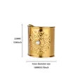 Gold-plated stainless steel cuff ring with sunburst pattern and faux pearl detail - Sun Relief Artificial Pearl Style (G127059)