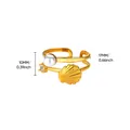 Detailed view of gold stainless steel shell and pearl open ring with size measurements - Double Layer Shell Artificial Pearl Rhinestone Style (G1227194)
