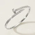 Elegant silver nail bangle fully pavé-set with shimmering crystals for women jewelry - Silver Nail Clasp Bangles BS-J5508S