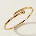 Luxurious gold-plated nail-shaped open bangle inlaid with sparkling zircons for women - Gold Luxury Nail Bangles BS-J5512G