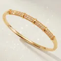 Elegant gold-toned pavé cubic zirconia bangle for wedding and evening parties - Gold Nordic Style Zirconia Bangles BS-J5669G