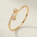 Elegant gold bypass bangle with pave-set zircon spheres for weddings and banquets - Gold Princess Bracelet BS-J5649G