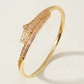 Elegant gold-plated open bangle featuring micro-paved sparkling zircons for women - Gold Crocodile Bracelet BS-J5511G