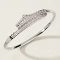 Luxurious silver-colored crocodile motif zircon bangle for weddings and evening gala events - Silver Crocodile Bracelet BS-J5511S