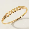 Elegant gold-plated bangle bracelet featuring curb chain link and micro zircon inlay detail - Gold Interlocking Link Bangle BS-J5543G