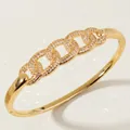Elegant gold zircon bangle with interlocking crystal links for women's jewelry - Gold Simple Link Bangle BS-J5544G