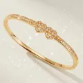 Luxury gold plated bangle featuring a sparkling zircon knot design for women - Gold Simple Heart Bangle BS-J5609G