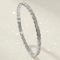 Elegant silver-toned lattice quilted bangle with sparkling zircon inlays for luxury look - Silver Versatile Wrist Accessory BS-J5580S