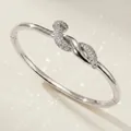 Elegant silver nail bangle bracelet with sparkling pave-set cubic zirconia stones. - Silver Wrap Bangle BS-J5583S