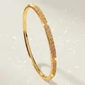 Elegant gold bangle with zircon pavé and screw design for luxury wedding wear. - Gold Soft and Elegant Bangle BS-J5587G