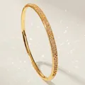 Elegant gold-plated bangle bracelet featuring pavé stones and floral clover motifs - Gold Minimalist Plain Bangle BS-J5588G