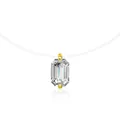 Pendentif en moissanite taille émeraude sur collier invisible en fil de pêche doré - 1 Carat Moissanite (Rectangle 5x7mm) / Couleur Platine (Taille Émeraude)