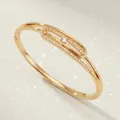 Gold-plated zircon paved bangle bracelet for women, perfect for weddings and galas. - Gold Elegant Bangle BS-J5631G