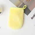 Weicher gelber Flanell-Abschminkhandschuh mit Schlaufe für die Gesichtsreinigung - Gelb