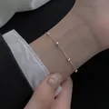Elegantes minimalistisches silbernes Titanstahlperlenarmband am Handgelenk. - Runde Perlen O-Kette Armband (SL5162Y)