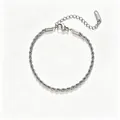 Zierliches silberfarbenes Kordelarmband aus hochwertigem Titanstahl für Damen - Seilkette Armband (SL5120Y)