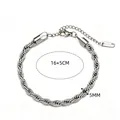 Silbernes Edelstahl-Armband mit gedrehtem Seilmuster, 16+5cm verstellbare Länge - Seilkette Armband (SL5123Y)