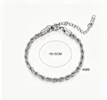 Elegantes Titanstahl-Kordelarmband in Silber, 4mm breit, verstellbare 16+5cm Länge - Seilkette Armband (SL5122Y)
