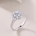 Anillo de compromiso elegante de plata S925 con diamante cultivado de 1 quilate - Talla US 5 / Anillo de plata con diamante de laboratorio (1 quilate)