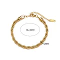 Eleganter vergoldeter Titanstahl-Armband gedrehtes Seil 16+5cm lang und 5mm breit - Seilkette Armband (SL5123J)
