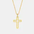 Elegant S925 sterling silver cross necklace with polished golden finish. - Simple Polished Style (PXZ181) / 18K Gold