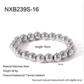 Detail view of silver stainless steel bead bracelet with size and weight parameters - 8mm (16cm) / Steel