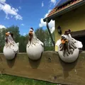 Handcrafted funny resin chicken fence decor ornaments for garden courtyard decoration - Chicken Set of 3