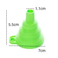 Bright green silicone collapsible funnel showing 7cm base and 5.5cm height dimensions. - Small / Green