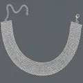 Elegant multi-row rhinestone choker necklace in silver finish for wedding parties - Eight Row Rhinestone (NS-J6550S) / 31.5cm+10.5cm / Silver