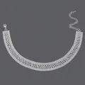 Elegant silver multi-row rhinestone choker necklace with wavy pattern for wedding dress - Wave Pattern Style / 29cm+10cm / Silver (NS-J5988S)