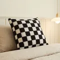 Premium black and white checkered lamb wool decorative throw pillowcase variant - 45x45 with 400g Core / Black