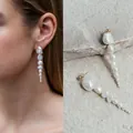 Orecchini a pendente lunghi con perle barocche naturali d'acqua dolce a scalare - Taglia unica / Orecchini pendenti lunghi barocchi sfumati