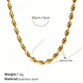 Gouden roestvrijstalen koffiebonen schakelketting met hoogwaardige 18k vergulding - Gouden Halsketting (XL320G)