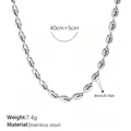 Zilveren roestvrijstalen bonenketting halsketting voor heren en dames hiphop-stijl - Zilveren Halsketting (XL320S)