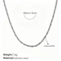 Zilveren roestvrijstalen 2,4mm gedraaide touwketting met 5cm verstelbare verlenging - Zilveren Halsketting (XL321S)
