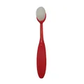 Pinceau de maquillage ovale style brosse à dents avec manche rouge et tête blanche - Rouge