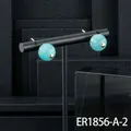 Elegant teal turquoise semi-precious stone stud earrings with gold-plated copper finish - Stud Earrings (ER1856-A-2) / Amazonite Stud