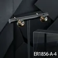 Elegant translucent brown gemstone stud earrings with a minimalist gold-plated copper base - Stud Earrings (ER1856-A-4) / Smoky Quartz Stud