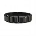 Elastisches schwarzes Hämatit Magnetarmband mit rechteckigen facettierten Perlen - Verdickter Schnitt Breiter Stil