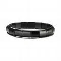 Polished black magnetic hematite square bead elastic bracelet for yoga, men and women - Half Moon Square Style