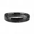 Black magnetic hematite chevron bead elastic stretch bracelet for yoga and meditation - Wave