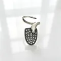 Unique silver snake nail ring with paved crystals in a geometric shield design - Snake Shield (11267) / Silver