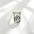 Artistic vintage silver nail ring featuring branch patterns and clear crystal insets - Vintage Vine (3047) / Silver
