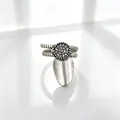 Elegant geometric pavé open fingernail ring with antique silver finish for women - Twist Pendant (12133) / Silver
