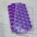 Bandeja de silicona morada para 37 cubitos de hielo con tapa transparente para DIY - Nido de abeja 37 Rejillas (SIC-018A) / 16*10*2cm / Púrpura