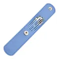 Stainless steel 6-piece earwax removal tool set in a blue portable leather pouch - 6-Piece Set / Blue