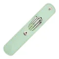 6-piece stainless steel ear pick tool set in a mint green leather pouch - 6-Piece Set / Green